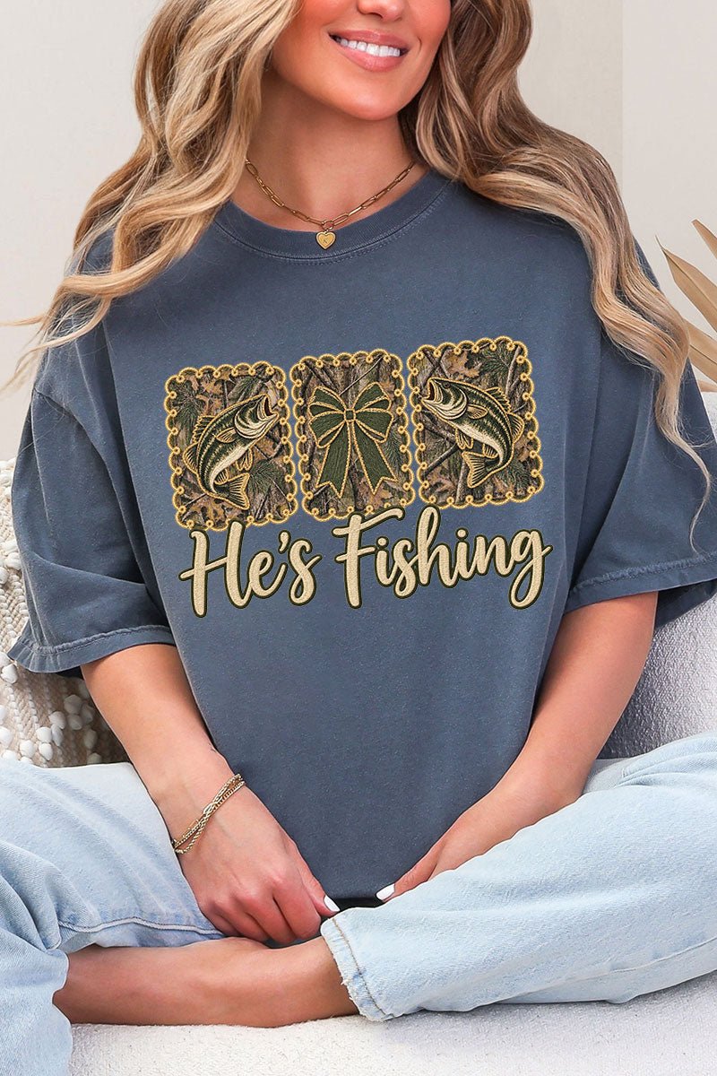 He's Fishing Comfort Colors Adult Ring-Spun Cotton Tee - Wholesale Accessory Market