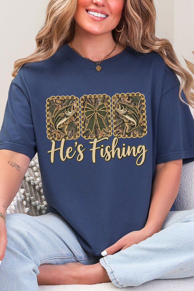 He's Fishing Comfort Colors Adult Ring-Spun Cotton Tee - Wholesale Accessory Market