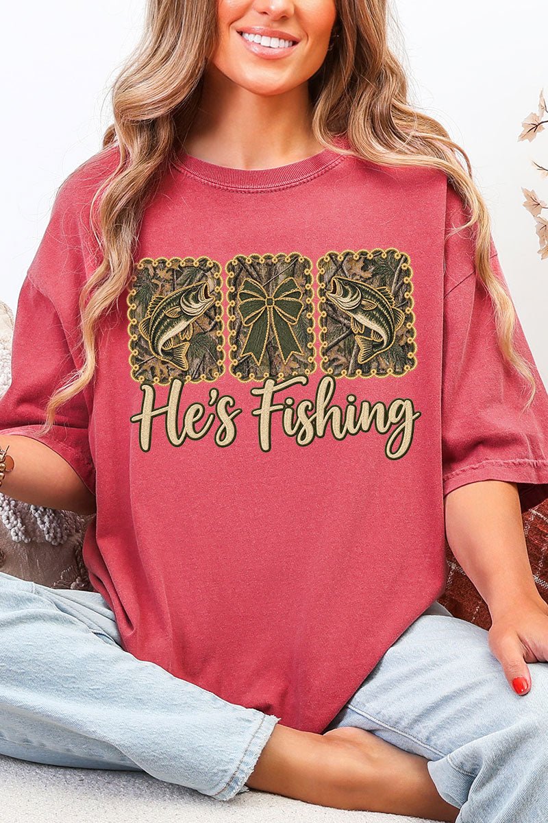 He's Fishing Comfort Colors Adult Ring-Spun Cotton Tee - Wholesale Accessory Market