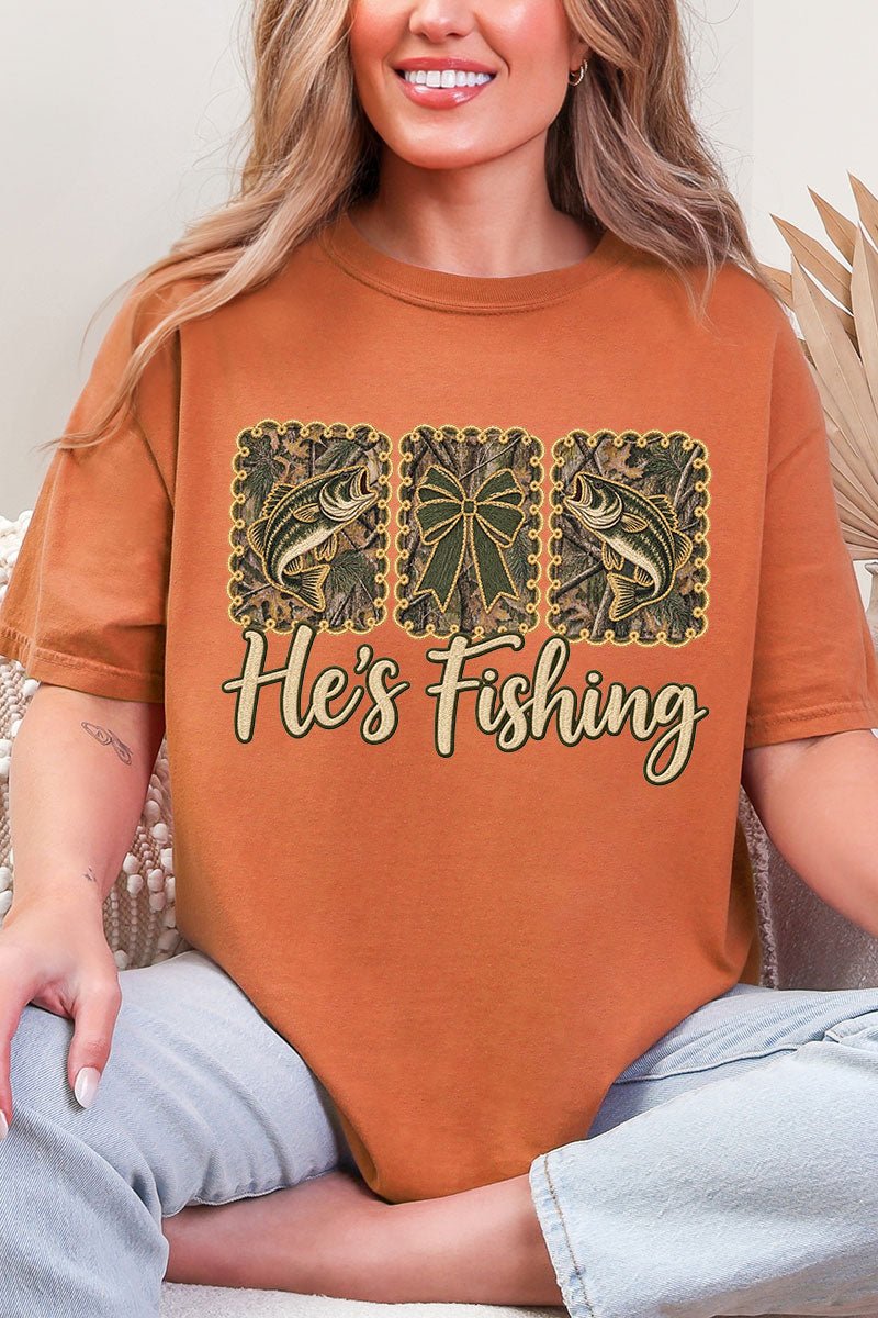 He's Fishing Comfort Colors Adult Ring-Spun Cotton Tee - Wholesale Accessory Market