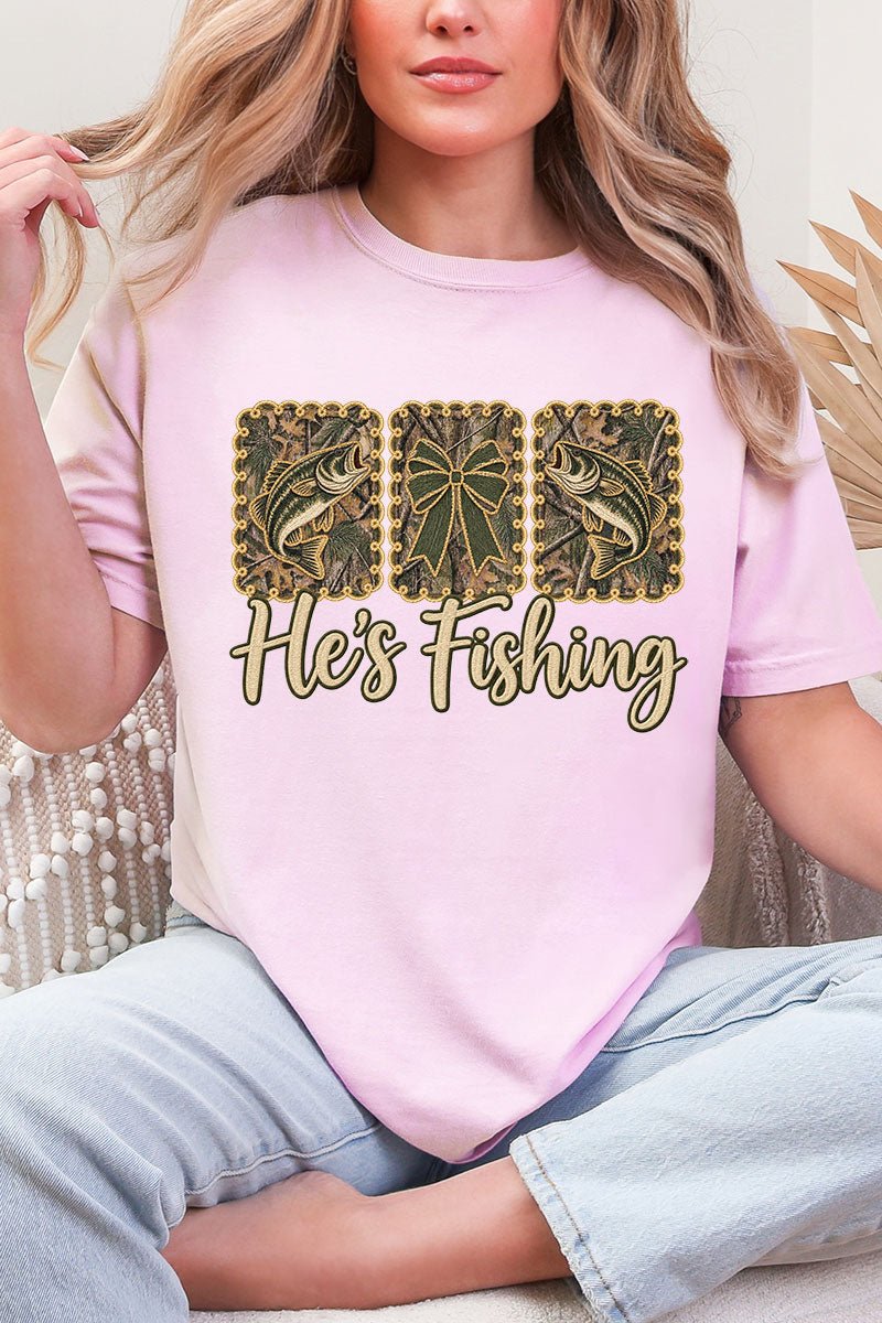 He's Fishing Comfort Colors Adult Ring-Spun Cotton Tee - Wholesale Accessory Market