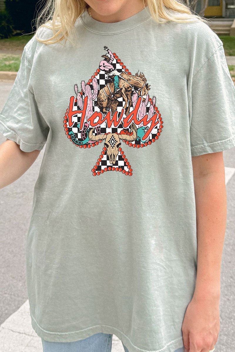 Howdy Cactus Spade Comfort Colors Adult Ring - Spun Cotton Tee - Wholesale Accessory Market