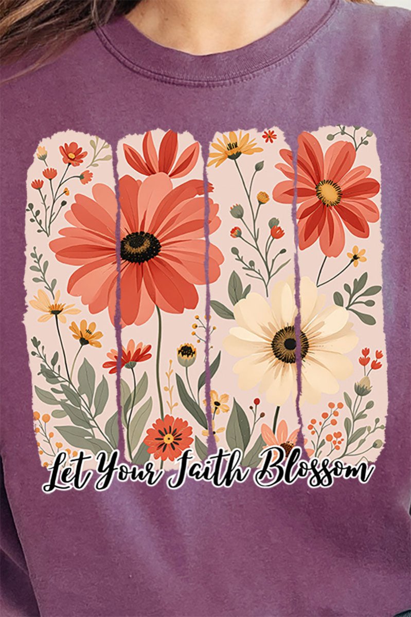 Let Your Faith Blossom Comfort Colors Adult Ring - Spun Cotton Tee - Wholesale Accessory Market