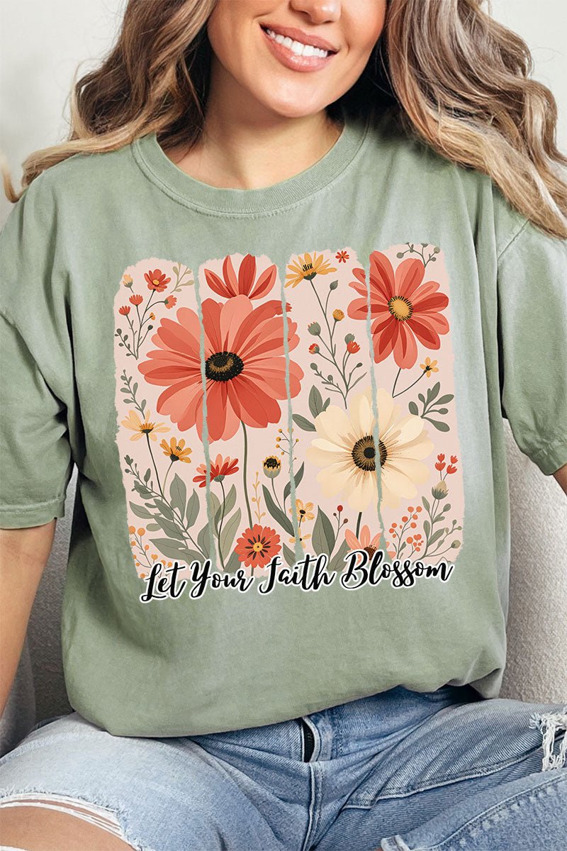 Let Your Faith Blossom Comfort Colors Adult Ring - Spun Cotton Tee - Wholesale Accessory Market