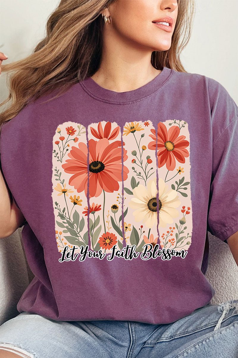 Let Your Faith Blossom Comfort Colors Adult Ring - Spun Cotton Tee - Wholesale Accessory Market