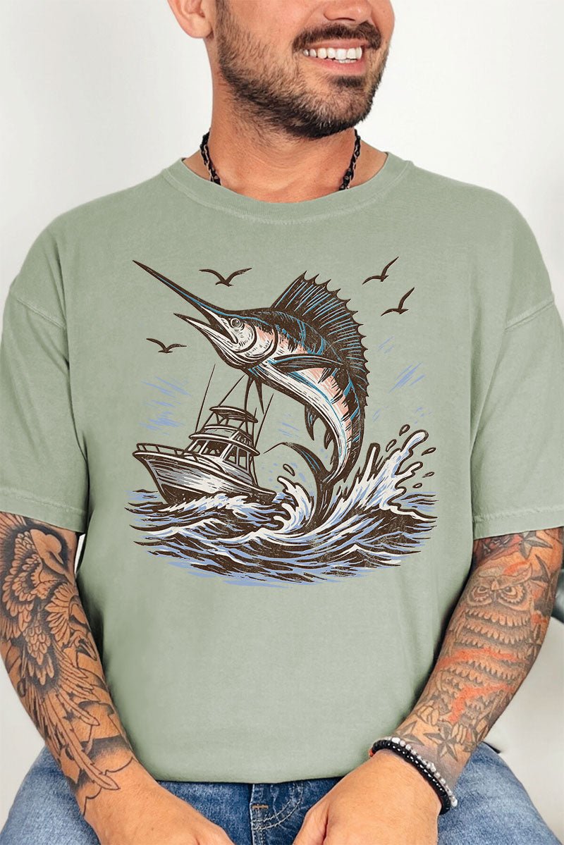 Marlin Waves Comfort Colors Adult Ring - Spun Cotton Tee - Wholesale Accessory Market