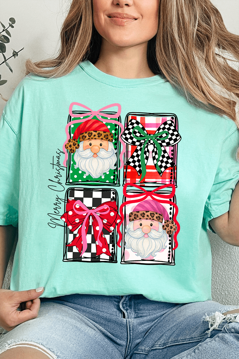 Merry Christmas Leopard Doodle Comfort Colors Adult Ring - Spun Cotton Tee - Wholesale Accessory Market