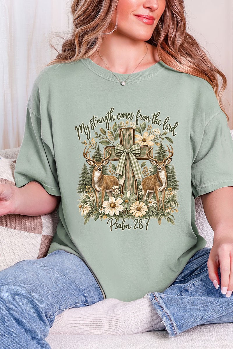 My Strength Woodland Deer Comfort Colors Adult Ring-Spun Cotton Tee - Wholesale Accessory Market