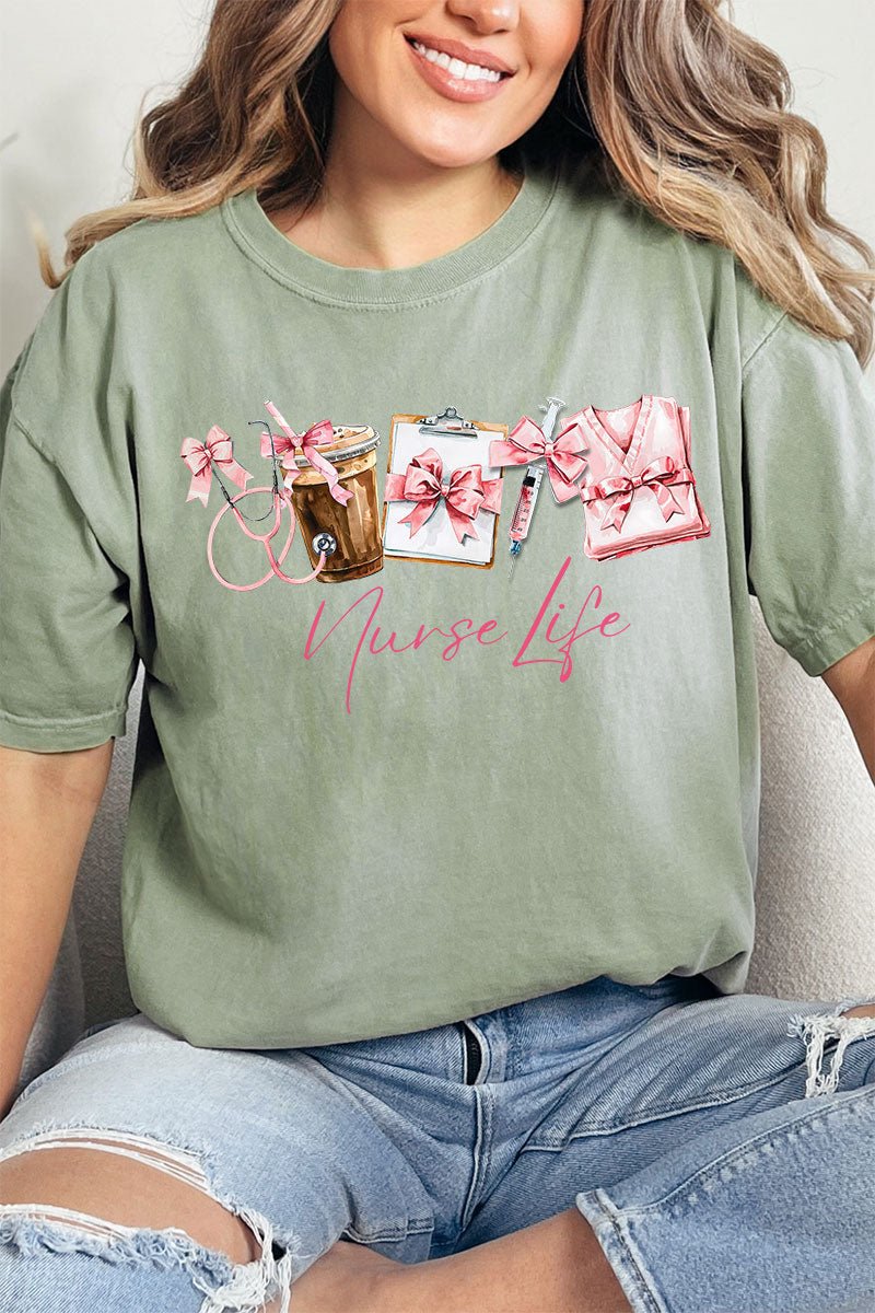 Nurse Life Coquette Bow Comfort Colors Adult Ring - Spun Cotton Tee - Wholesale Accessory Market