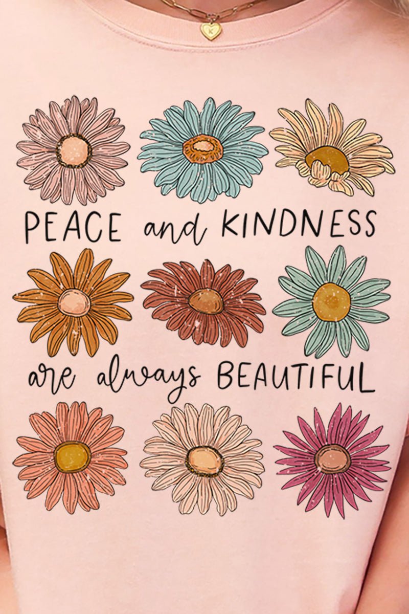 Peace and Kindness Daisy Comfort Colors Adult Ring - Spun Cotton Tee - Wholesale Accessory Market