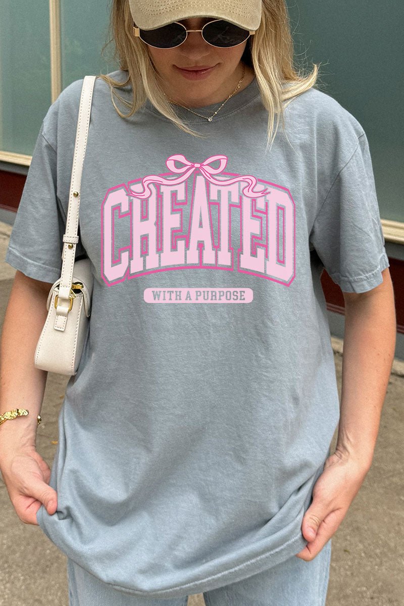 Pink Created With A Purpose Comfort Colors Adult Ring - Spun Cotton Tee - Wholesale Accessory Market