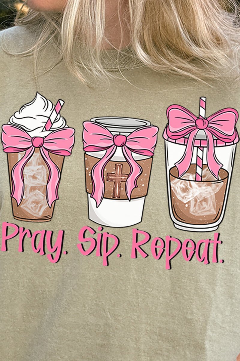 Pray Sip Repeat Comfort Colors Adult Ring - Spun Cotton Tee - Wholesale Accessory Market