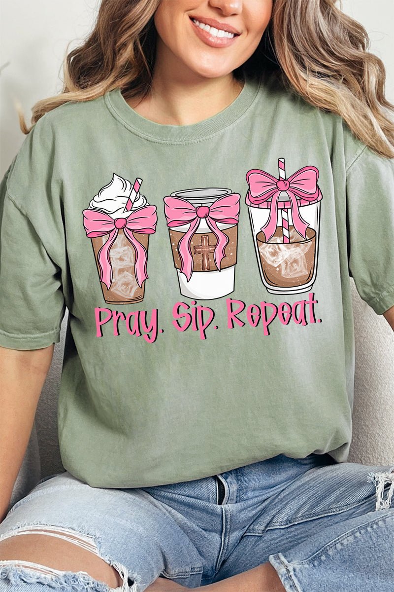 Pray Sip Repeat Comfort Colors Adult Ring - Spun Cotton Tee - Wholesale Accessory Market