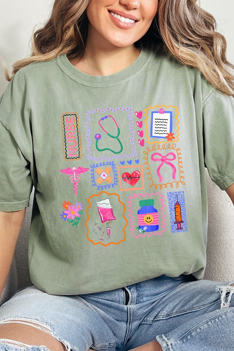 Preppy Nurse Swirl Comfort Colors Adult Ring - Spun Cotton Tee - Wholesale Accessory Market