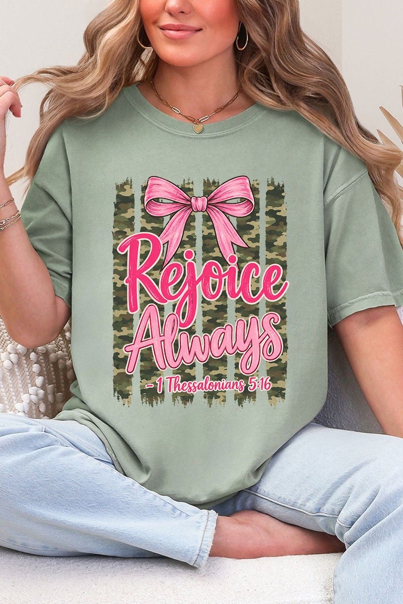 Rejoice Always Girly Camo Comfort Colors Adult Ring-Spun Cotton Tee - Wholesale Accessory Market