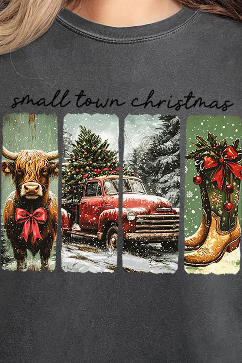 Retro Small Town Christmas Comfort Colors Adult Ring - Spun Cotton Tee - Wholesale Accessory Market