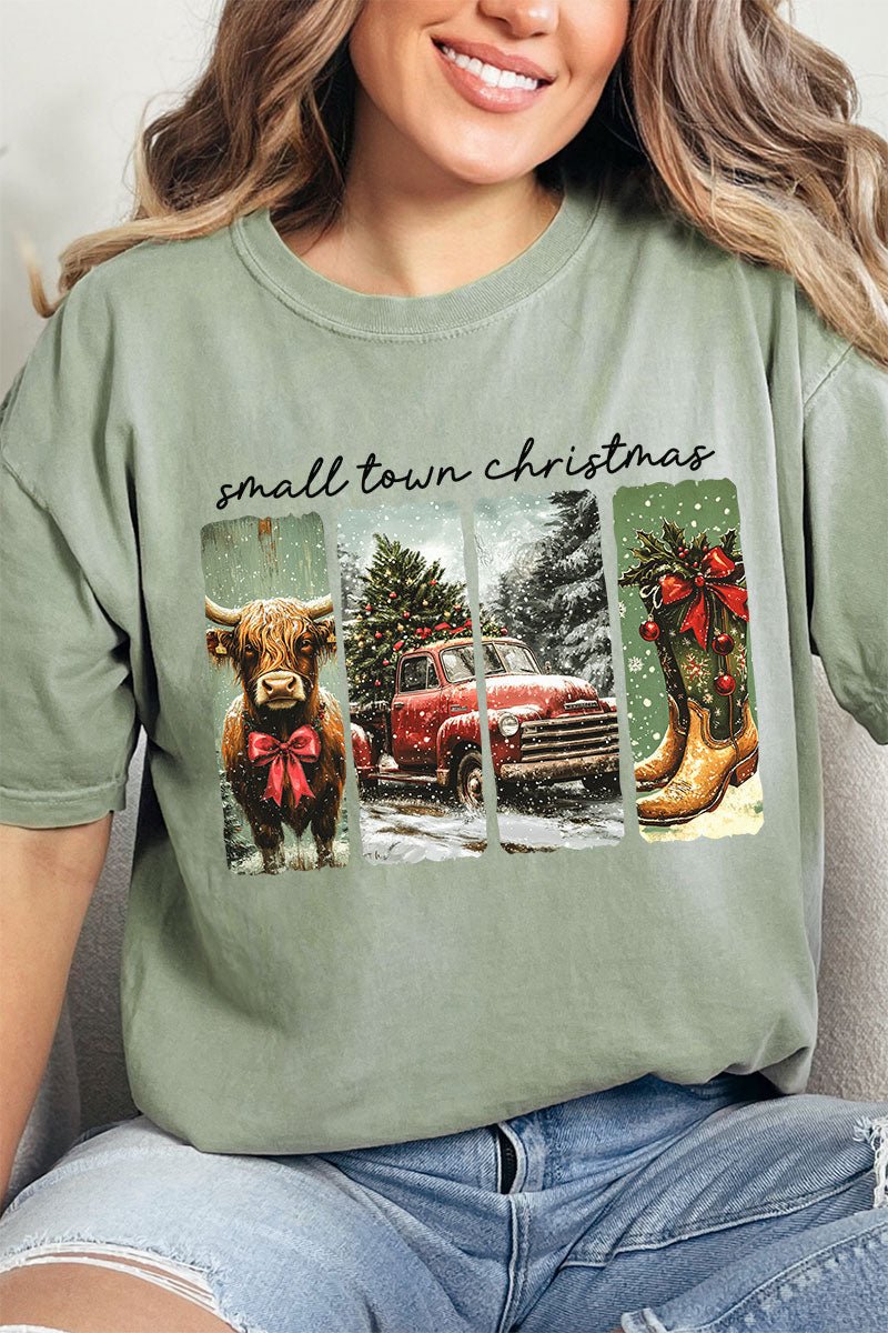Retro Small Town Christmas Comfort Colors Adult Ring - Spun Cotton Tee - Wholesale Accessory Market