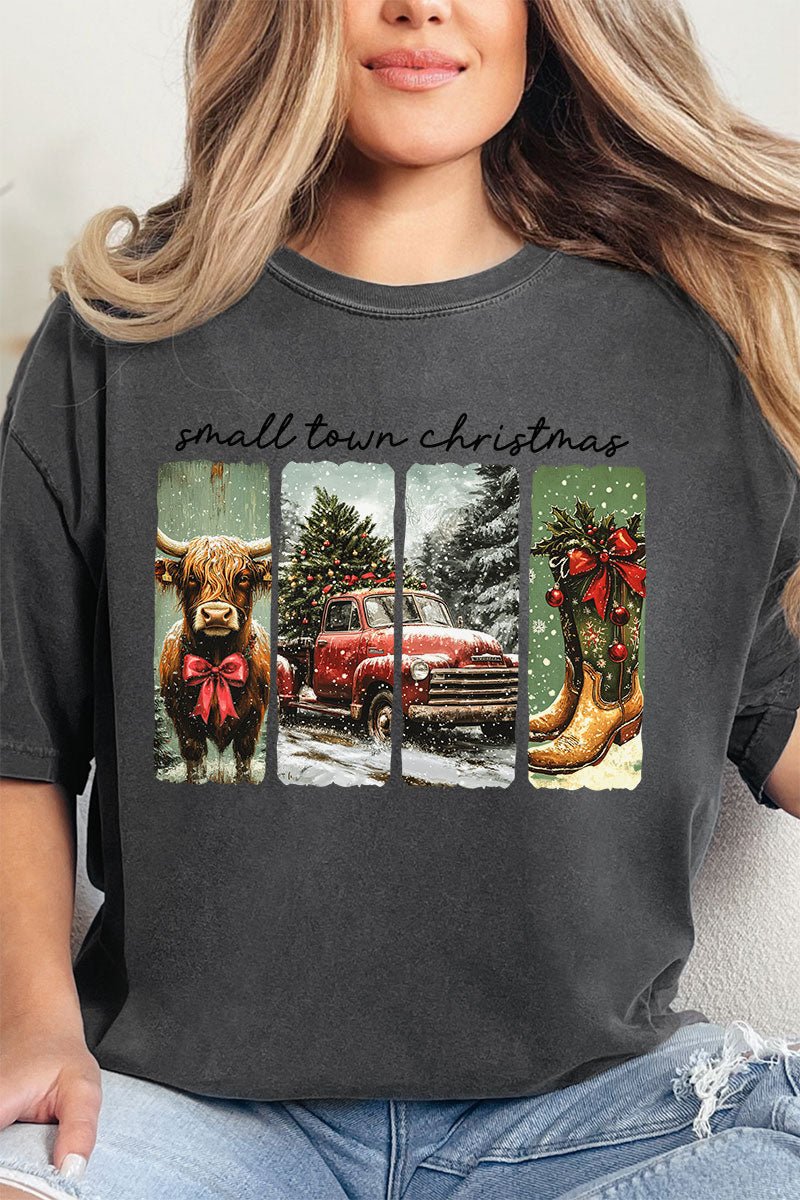 Retro Small Town Christmas Comfort Colors Adult Ring - Spun Cotton Tee - Wholesale Accessory Market