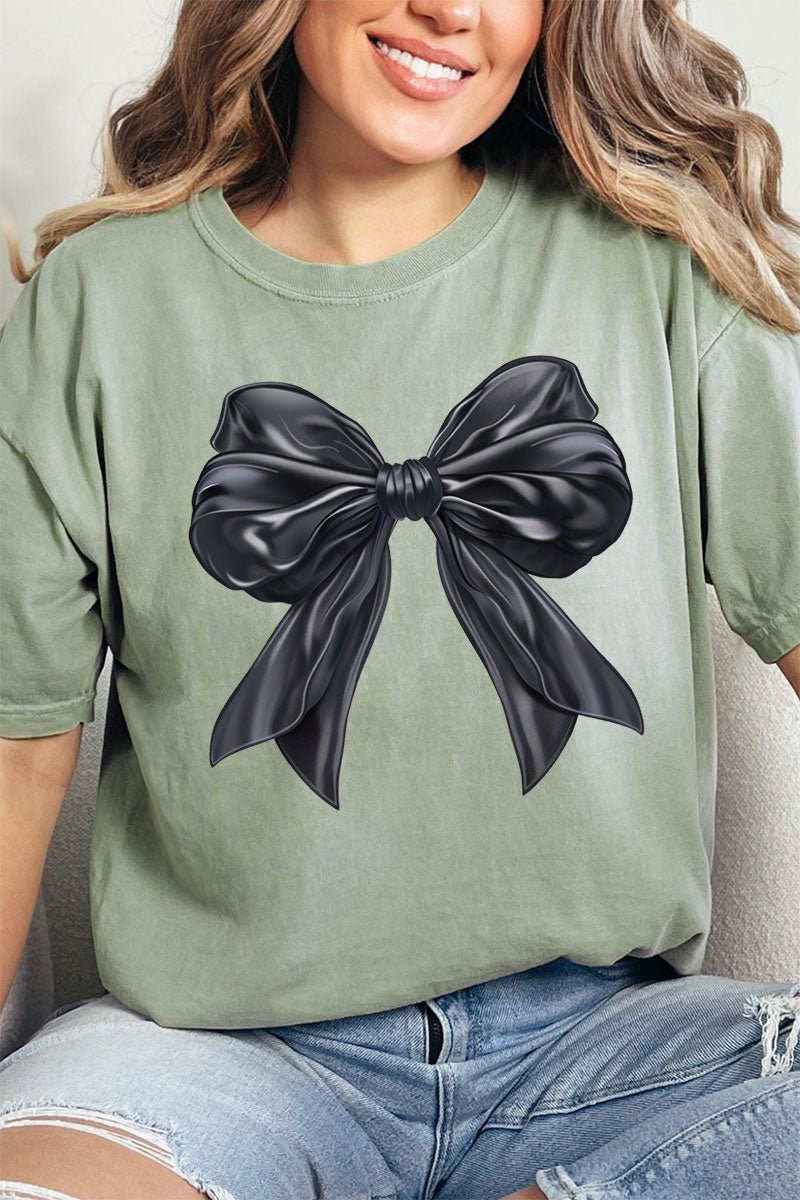 Satin Black Bow Comfort Colors Adult Ring - Spun Cotton Tee - Wholesale Accessory Market