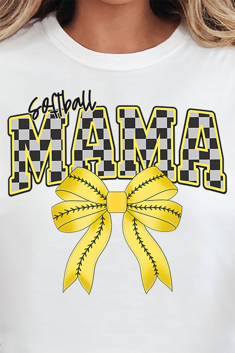 Softball Checkered Mama Comfort Colors Adult Ring - Spun Cotton Tee - Wholesale Accessory Market