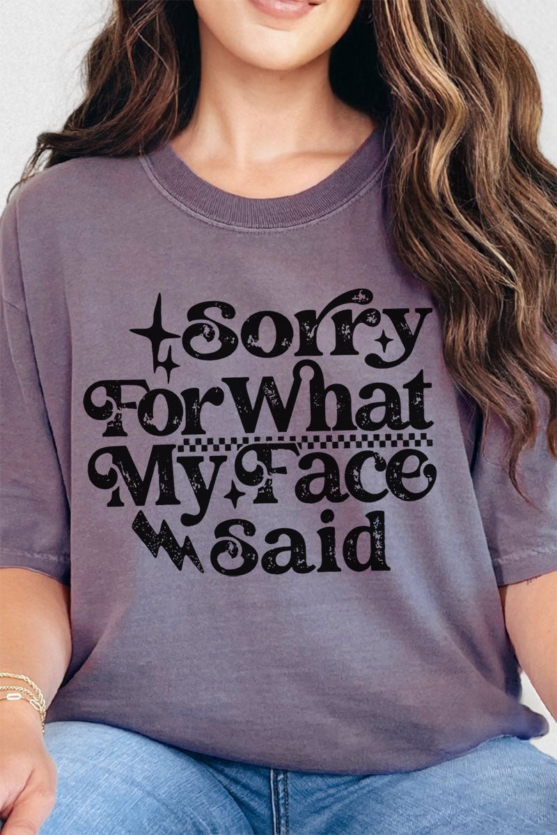 Sorry For What My Face Said Comfort Colors Adult Ring - Spun Cotton Tee - Wholesale Accessory Market