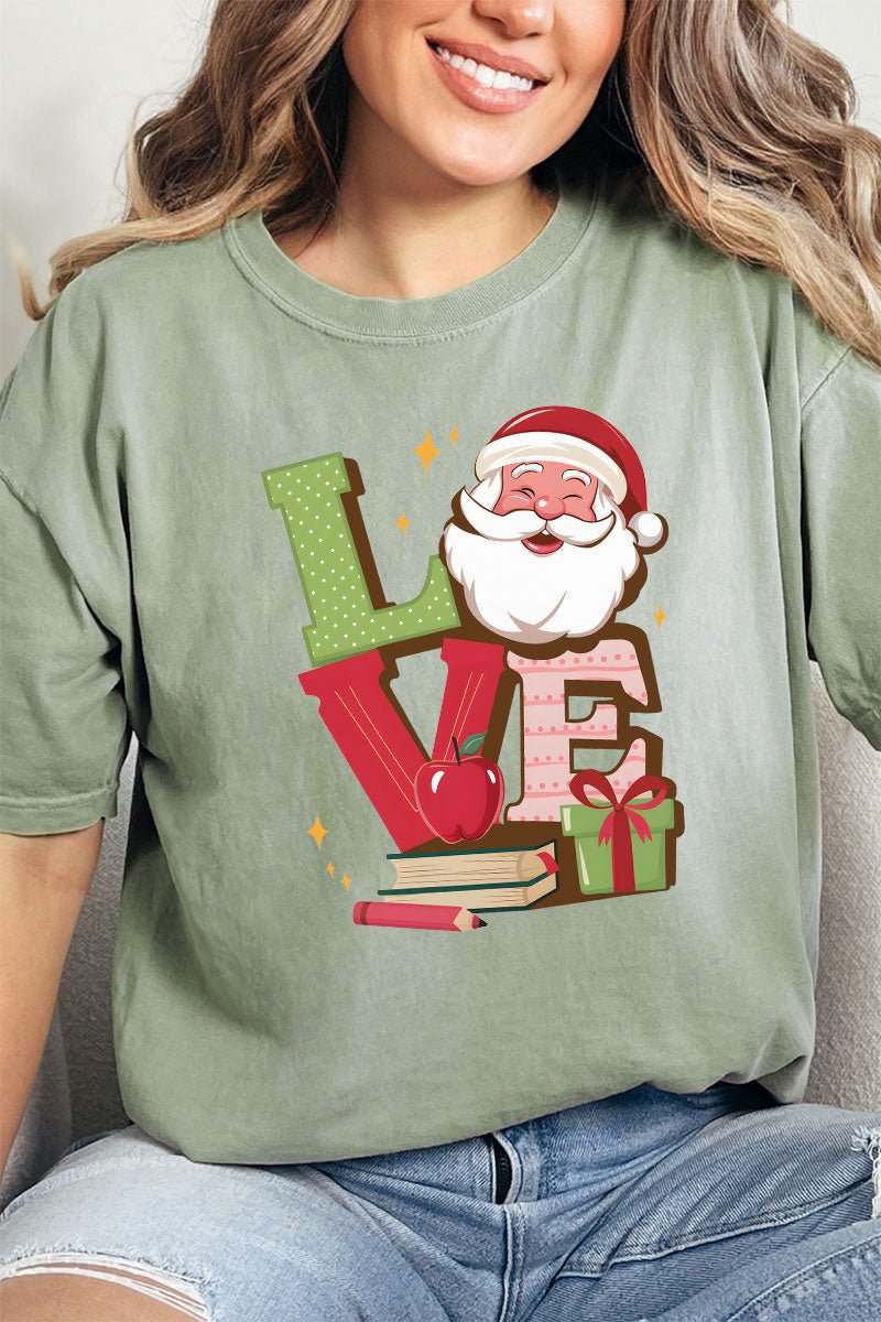 Teacher Love Christmas Comfort Colors Adult Ring - Spun Cotton Tee - Wholesale Accessory Market