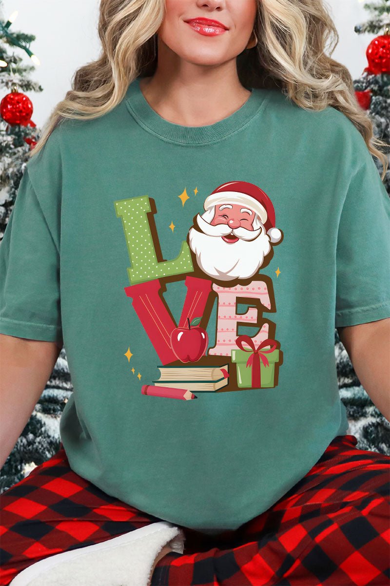 Teacher Love Christmas Comfort Colors Adult Ring - Spun Cotton Tee - Wholesale Accessory Market