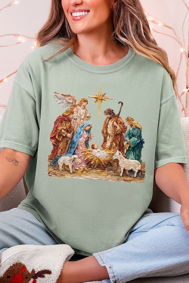 The Painted Nativity Scene Comfort Colors Adult Ring - Spun Cotton Tee - Wholesale Accessory Market
