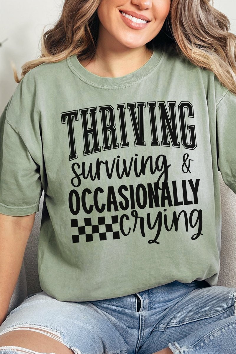 Thriving, Surviving, Crying Comfort Colors Adult Ring - Spun Cotton Tee - Wholesale Accessory Market