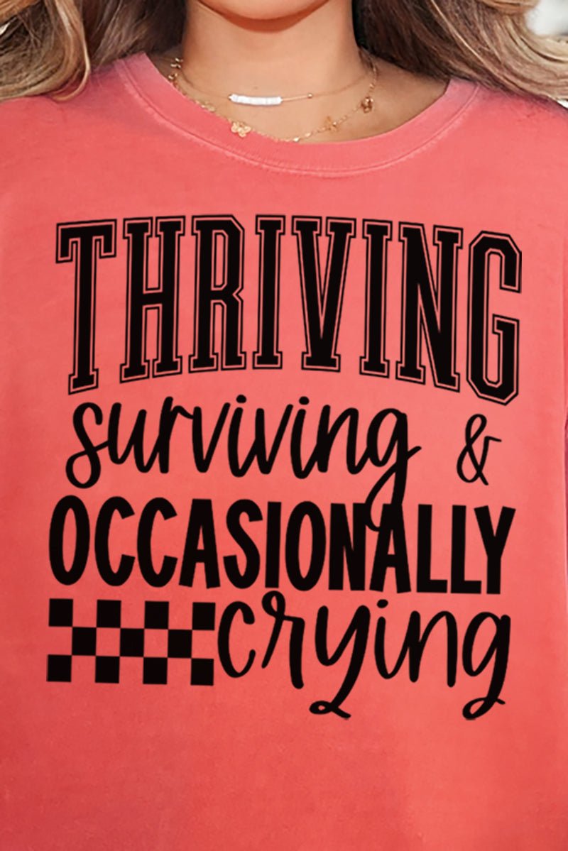 Thriving, Surviving, Crying Comfort Colors Adult Ring - Spun Cotton Tee - Wholesale Accessory Market