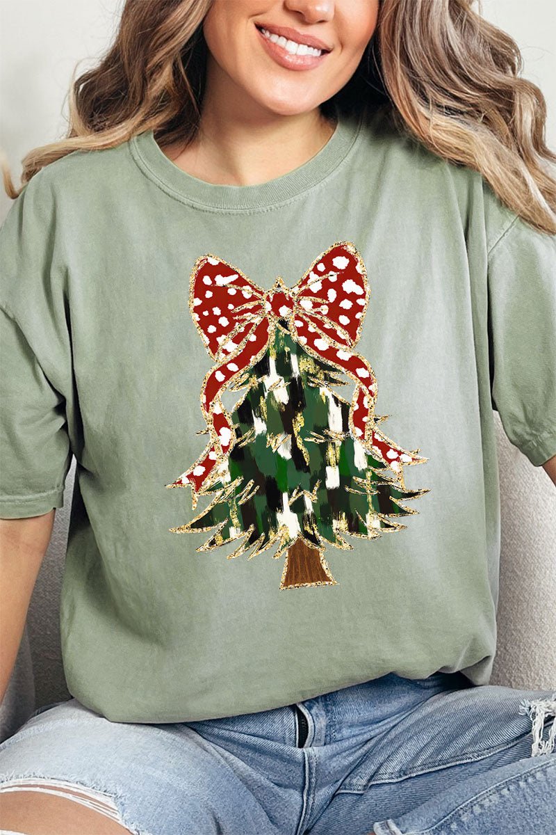Traditional Glitzy Christmas Tree Comfort Colors Adult Ring - Spun Cotton Tee - Wholesale Accessory Market