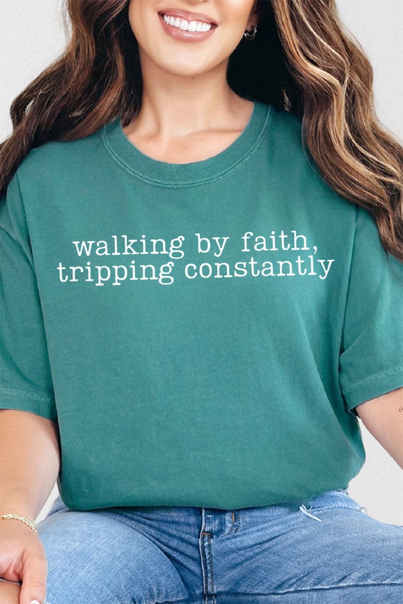Walking By Faith Comfort Colors Adult Ring - Spun Cotton Tee - Wholesale Accessory Market