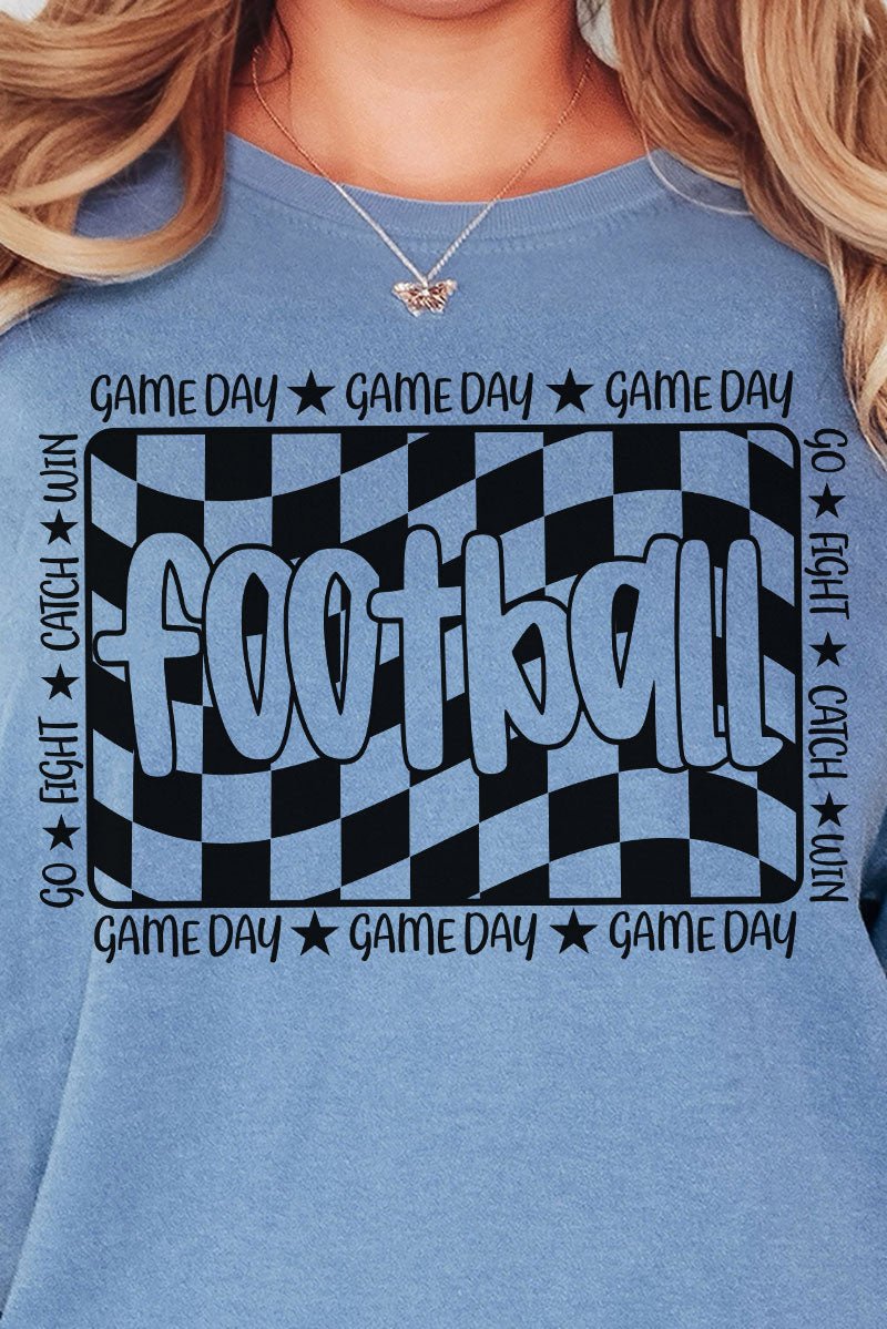 Wavy Checkered Football Comfort Colors Adult Ring - Spun Cotton Tee - Wholesale Accessory Market