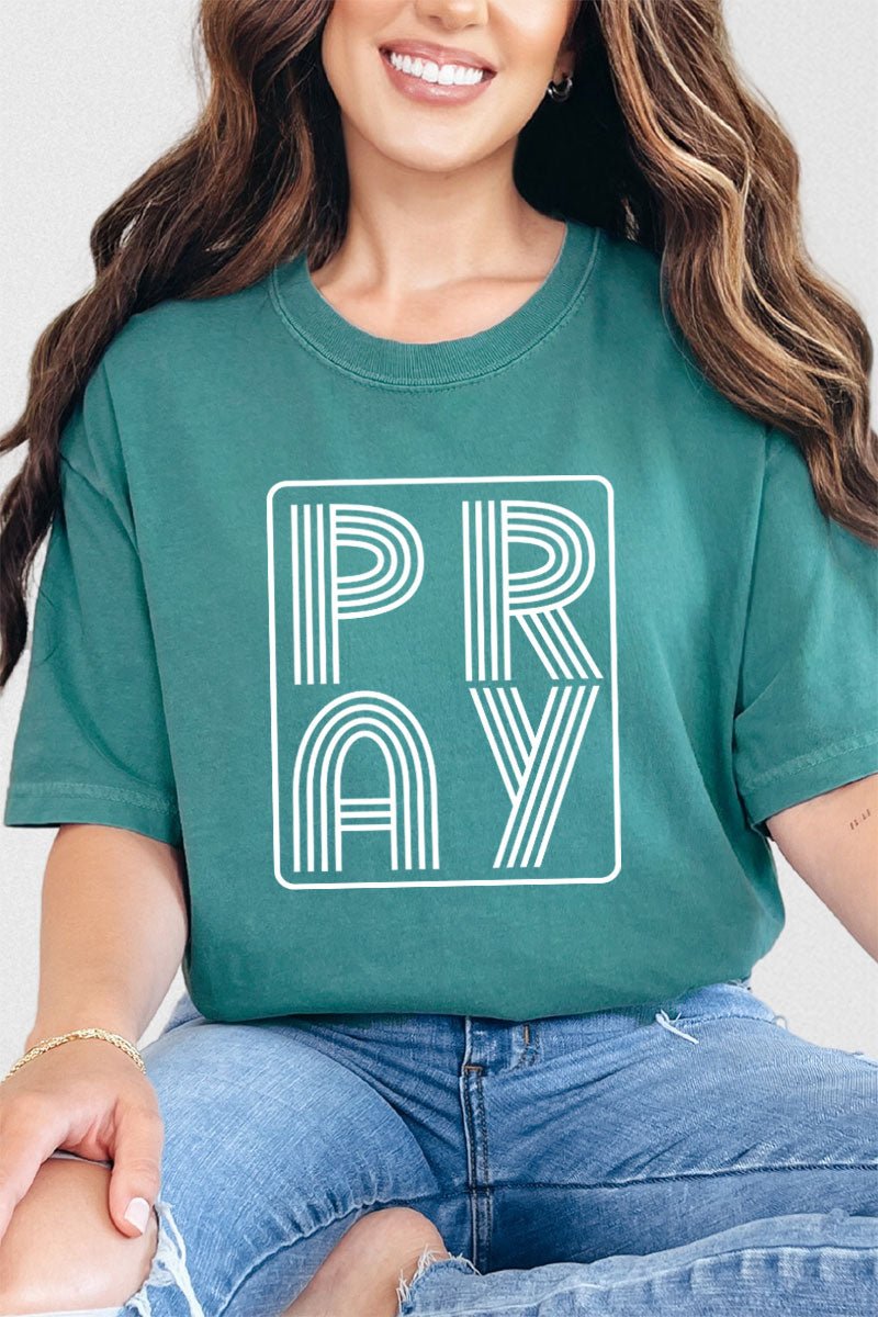White Retro Style Pray Comfort Colors Adult Ring - Spun Cotton Tee - Wholesale Accessory Market
