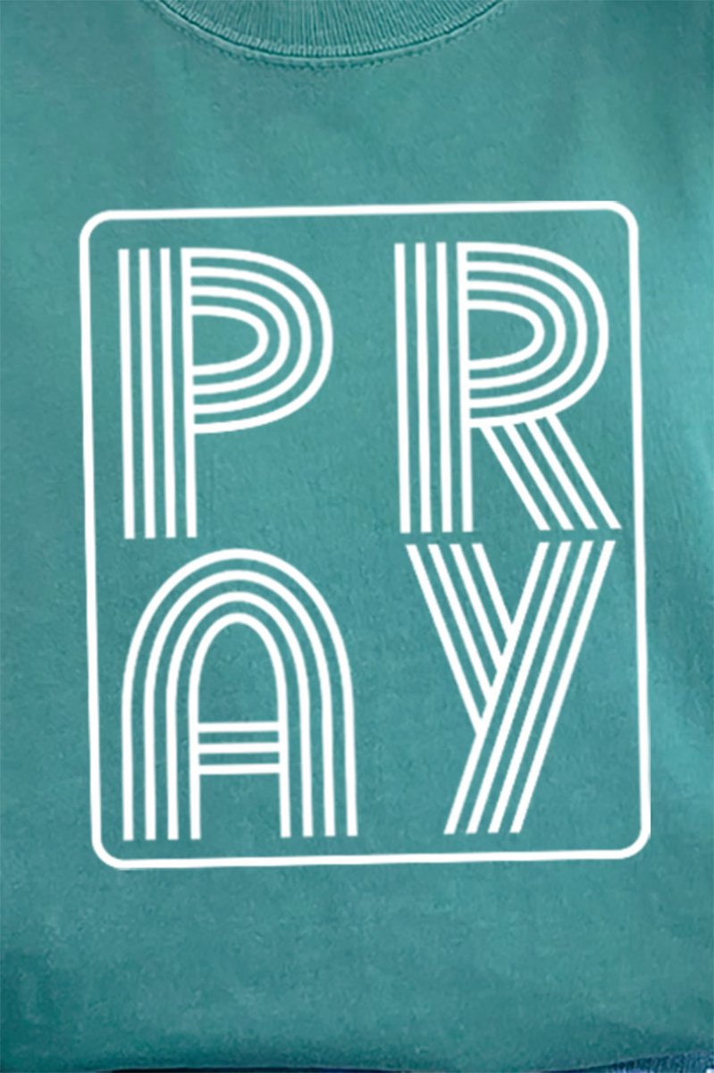 White Retro Style Pray Comfort Colors Adult Ring - Spun Cotton Tee - Wholesale Accessory Market