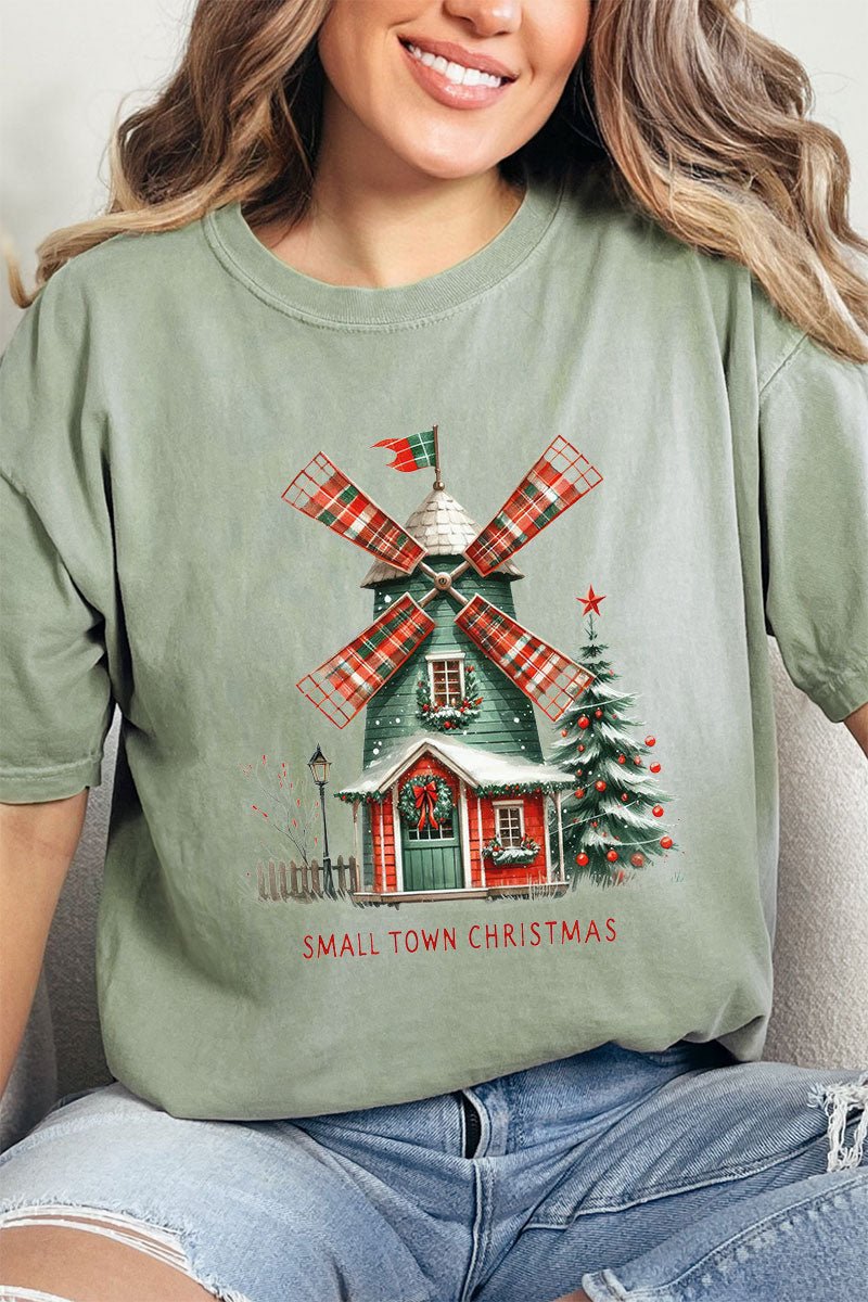 Windmill Small Town Christmas Comfort Colors Adult Ring - Spun Cotton Tee - Wholesale Accessory Market