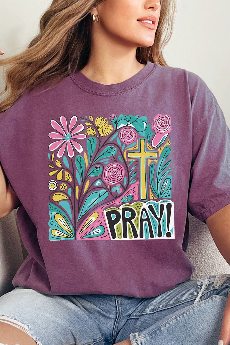 Boho Doodle Pray Comfort Colors Adult Ring - Spun Cotton Tee - Wholesale Accessory Market