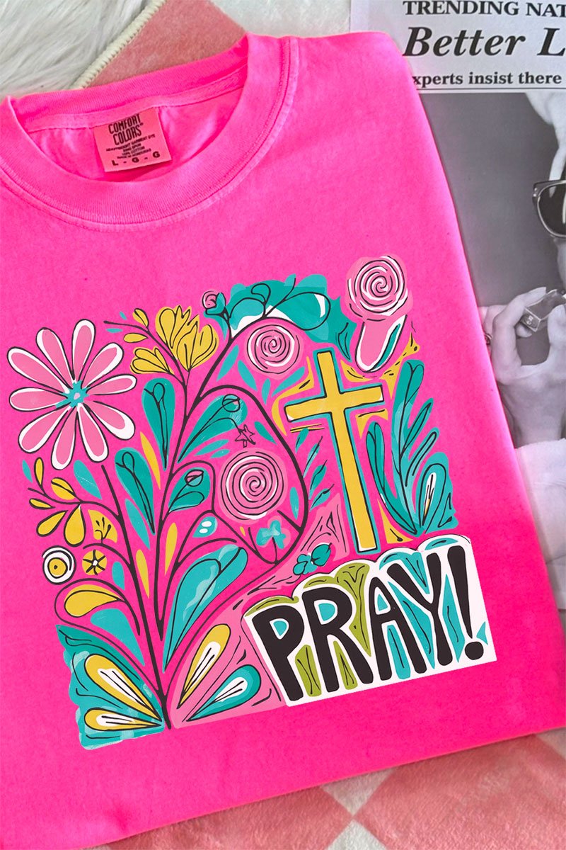 Boho Doodle Pray Comfort Colors Adult Ring - Spun Cotton Tee - Wholesale Accessory Market