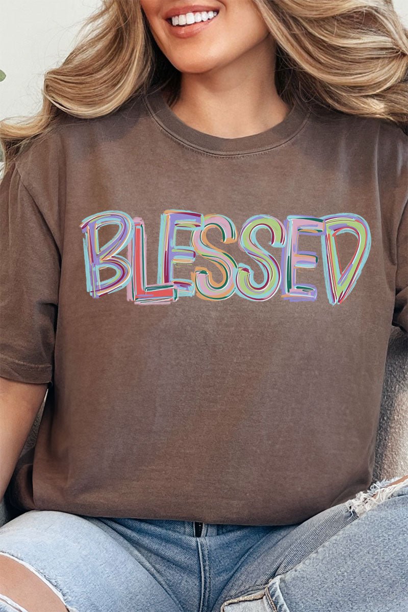 Brushstroke Blessed Comfort Colors Adult Ring - Spun Cotton Tee - Wholesale Accessory Market