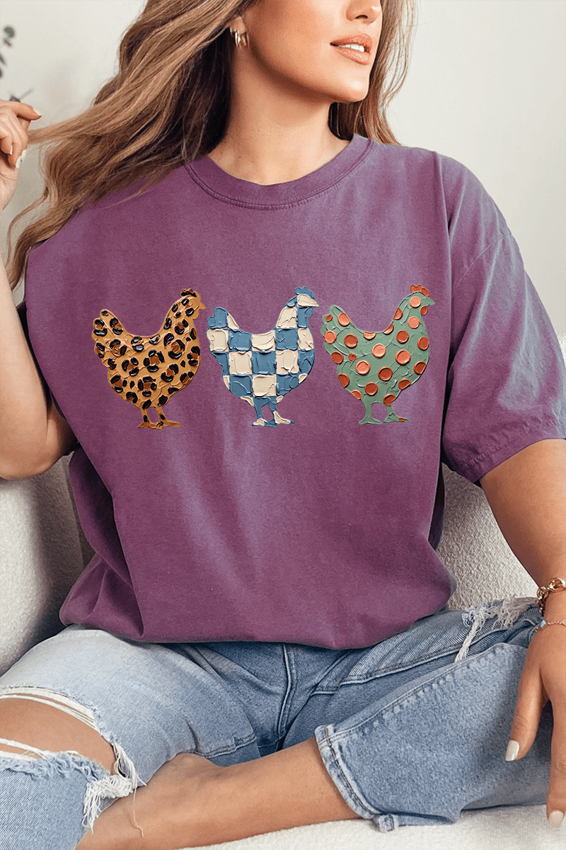 Painted Hen Trio Comfort Colors Adult Ring-Spun Cotton Tee - Wholesale Accessory Market