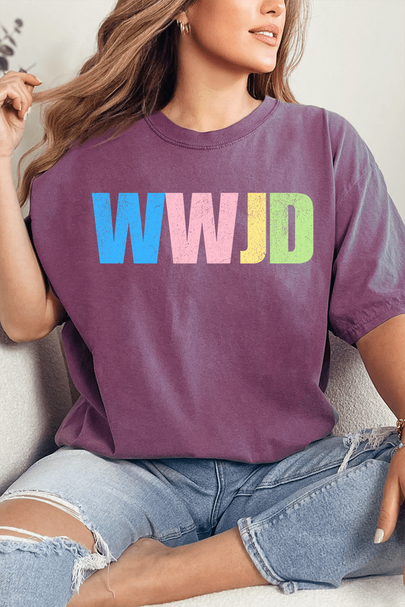 Pastel WWJD Comfort Colors Adult Ring - Spun Cotton Tee - Wholesale Accessory Market