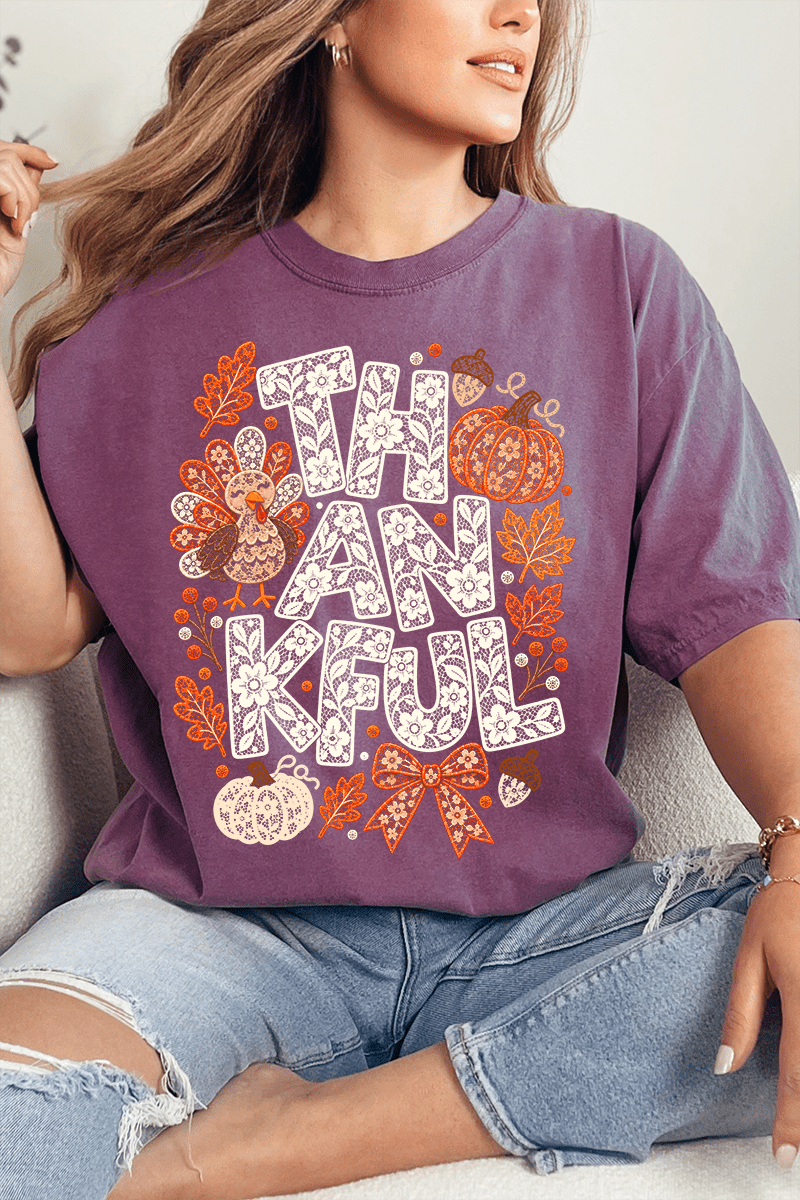 Thankful Lacework Comfort Colors Adult Ring-Spun Cotton Tee - Wholesale Accessory Market