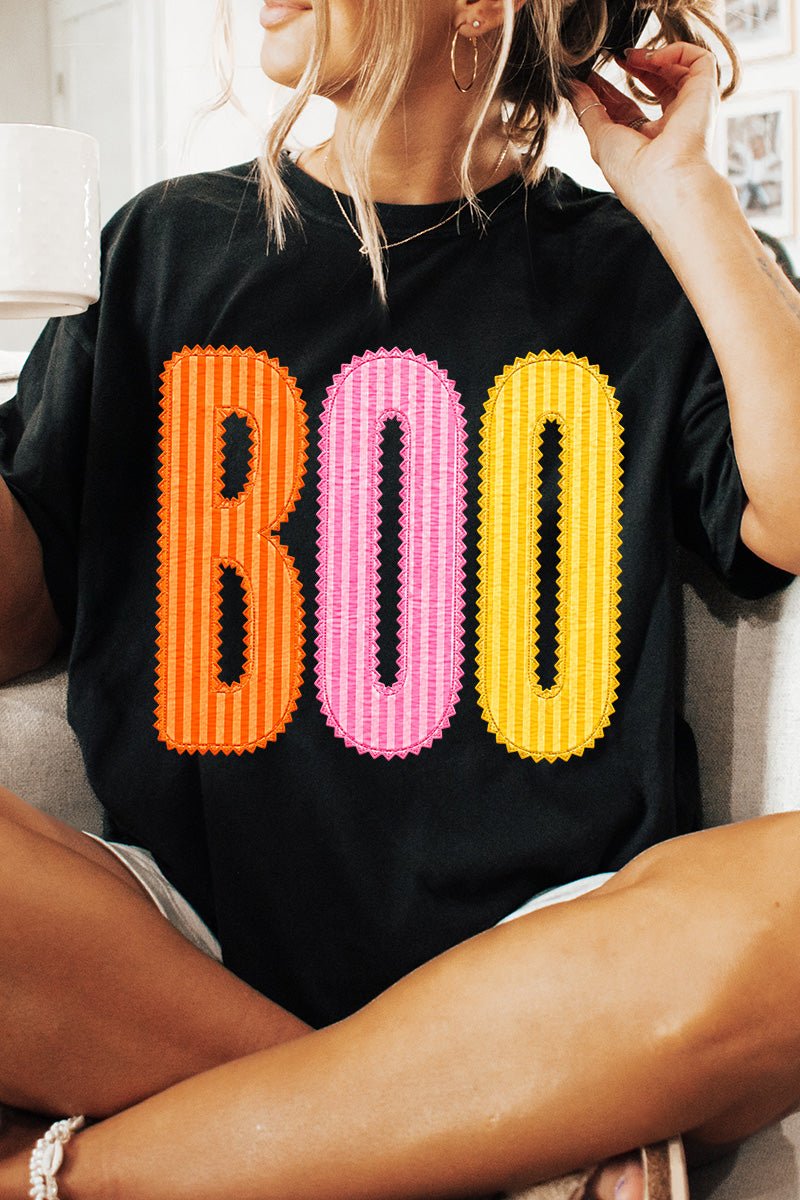 Candy Stripe Boo Comfort Colors Adult Ring-Spun Cotton Tee - Wholesale Accessory Market