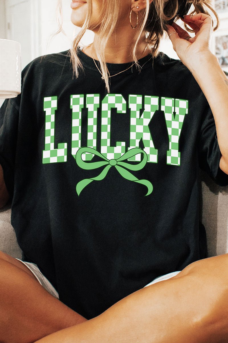 Glittered Love  Black Checkered Tee