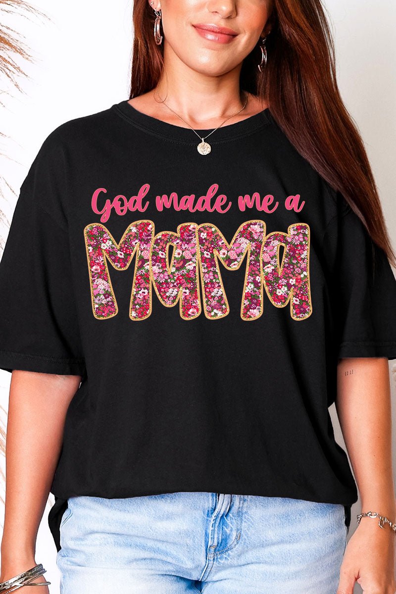 Pink God Made Me A Mama Comfort Colors Adult Ring - Spun Cotton Tee - Wholesale Accessory Market