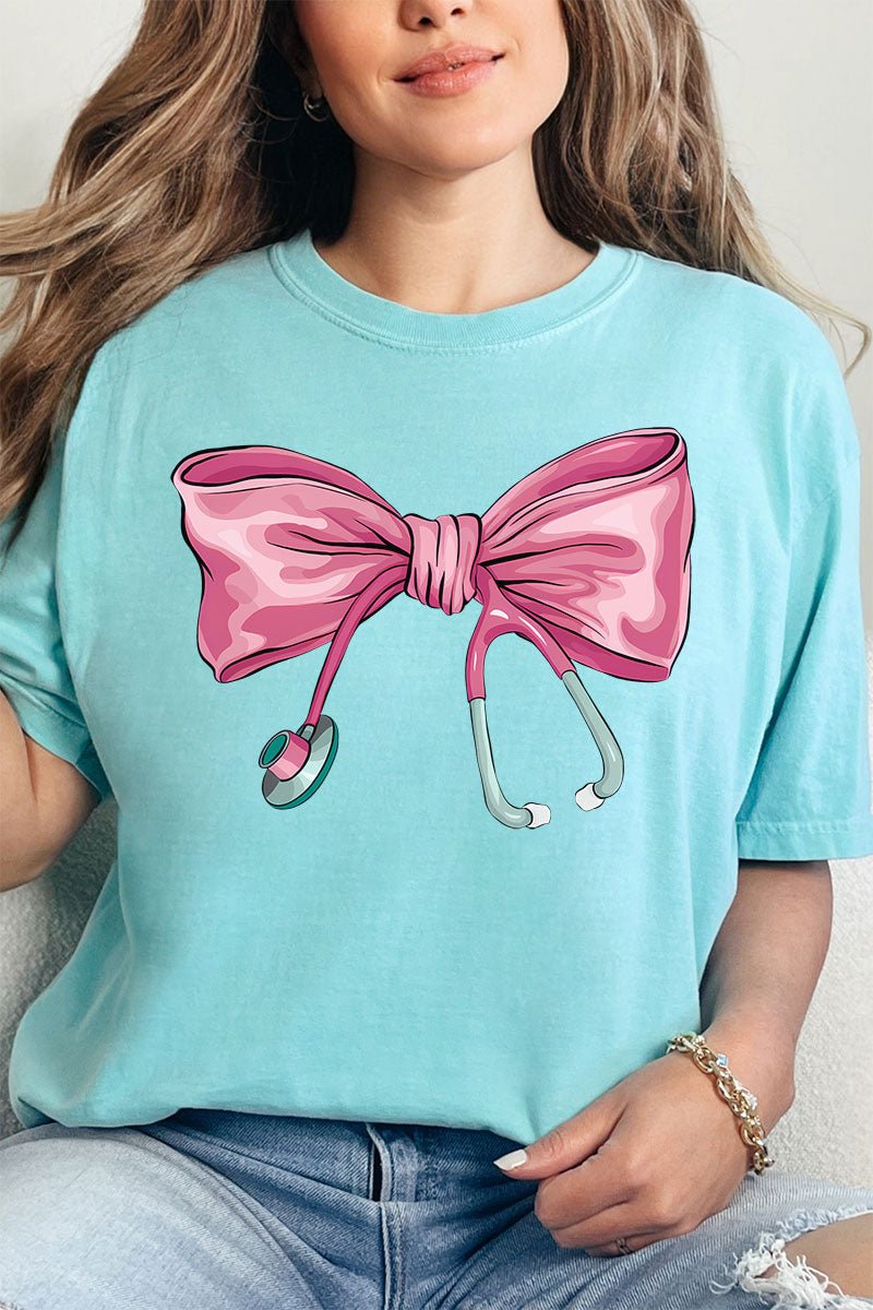 Stethoscope Bow Comfort Colors Adult Ring - Spun Cotton Tee - Wholesale Accessory Market