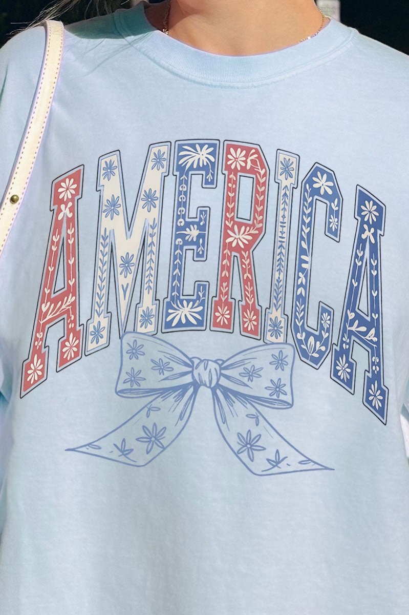 Arched America Floral Comfort Colors Adult Ring - Spun Cotton Tee - Wholesale Accessory Market