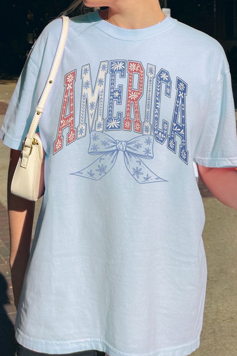 Arched America Floral Comfort Colors Adult Ring - Spun Cotton Tee - Wholesale Accessory Market