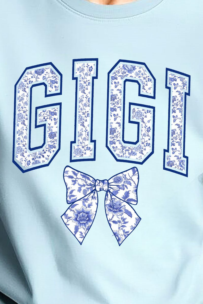 Arched Gigi Blue Chinoiserie Comfort Colors Adult Ring - Spun Cotton Tee - Wholesale Accessory Market