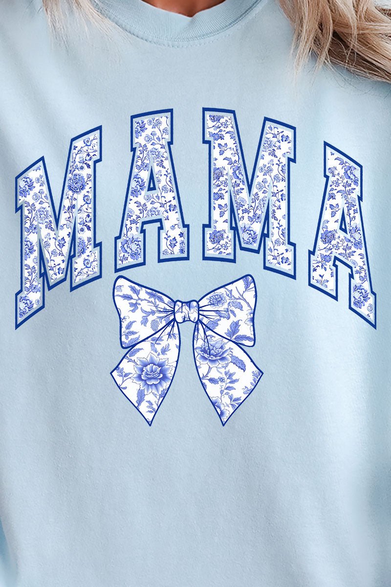 Arched Mama Blue Chinoiserie Comfort Colors Adult Ring - Spun Cotton Tee - Wholesale Accessory Market